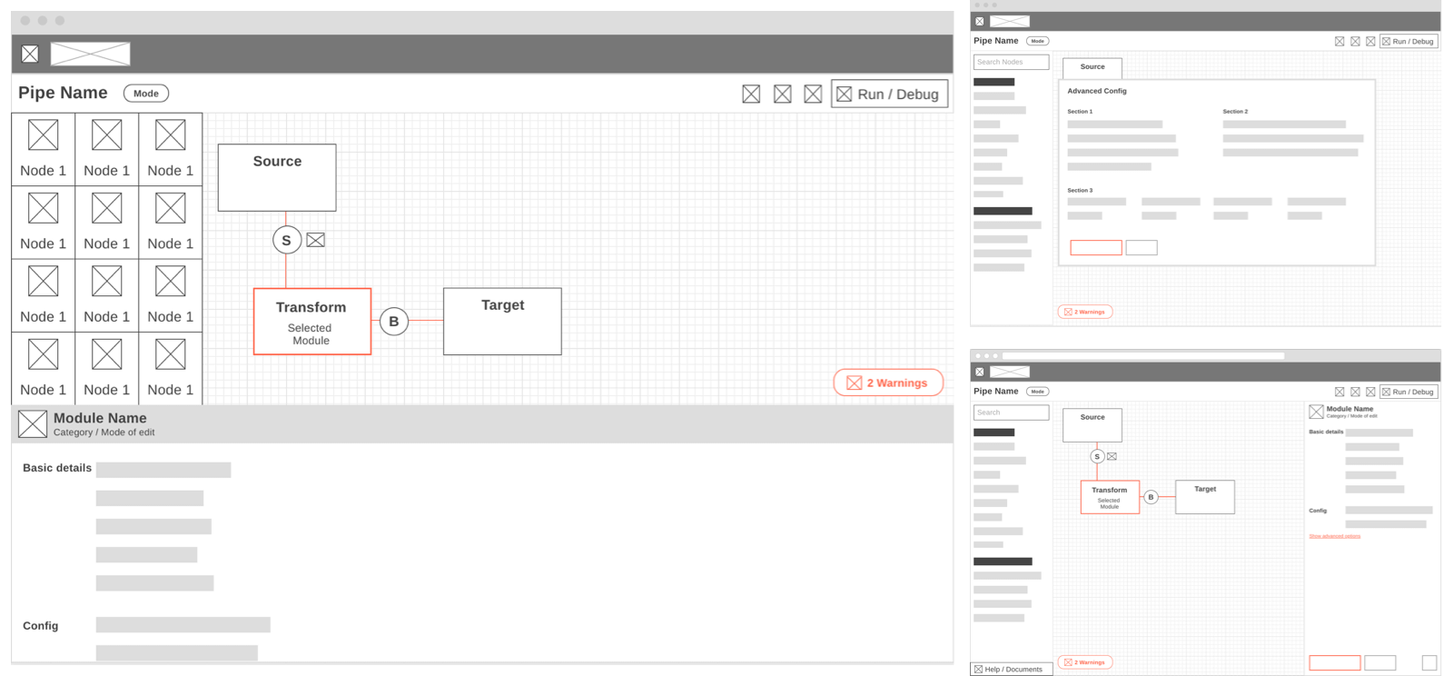 Canvas Designer wireframes