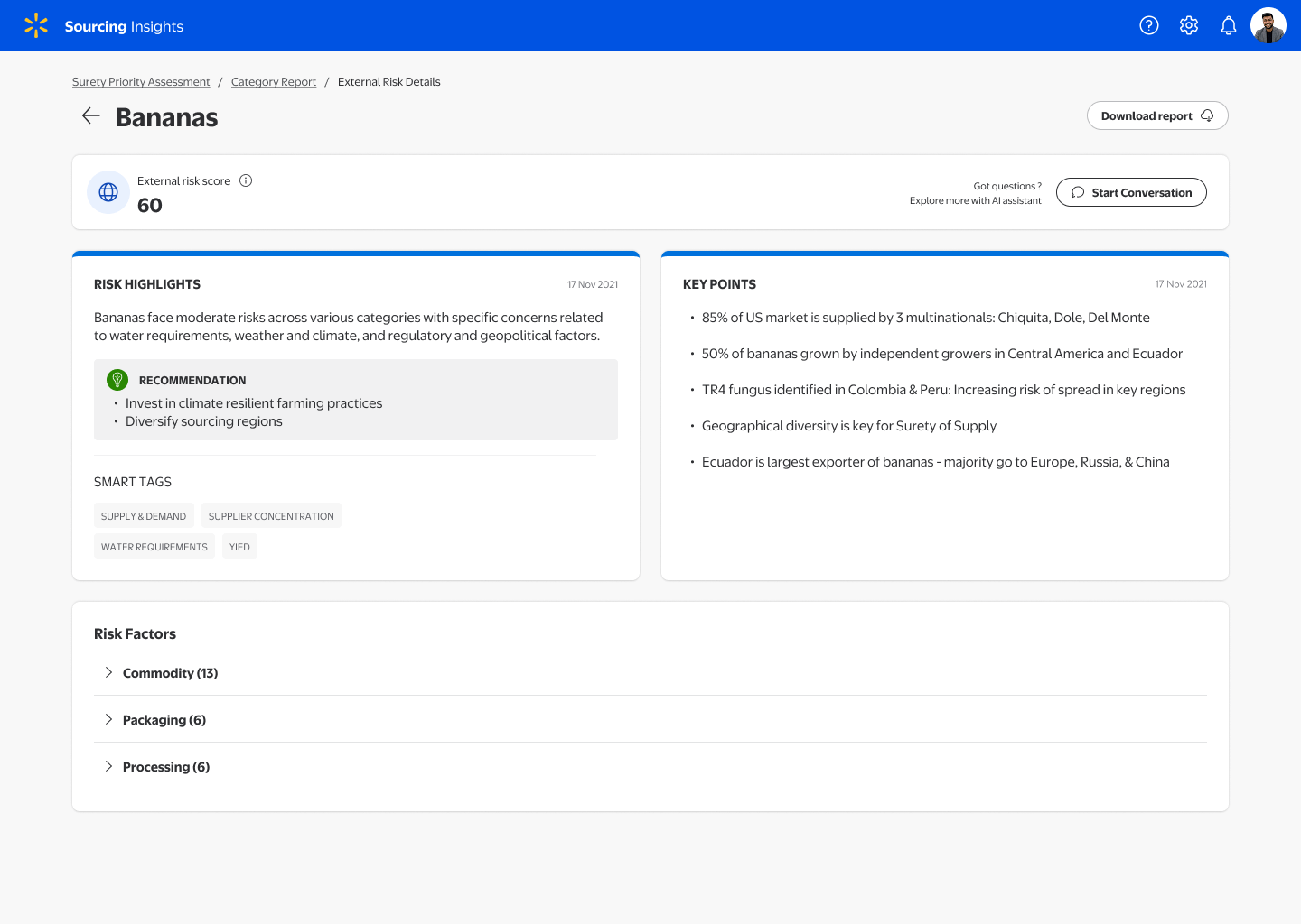 External Risk highlight for a Category