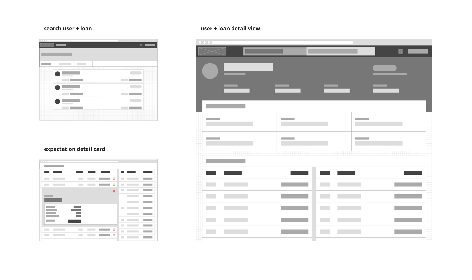 Loan Lookup wireframes